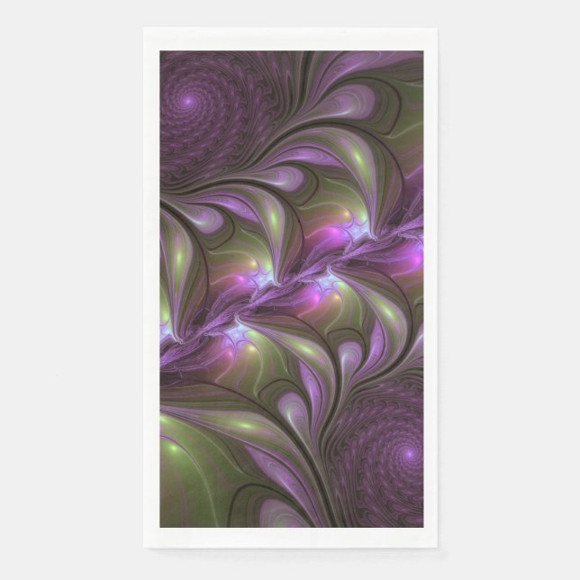 Serviette En Papier Violet Abstrait violet violet kaki fractal (Devant)