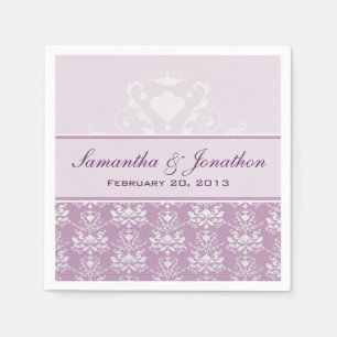 Serviette En Papier Violet africain et Mariage damassé d'argent