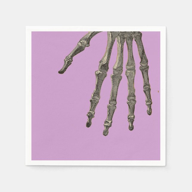 Serviette En Papier Violet Avec Squelette Halloween Main (Devant)