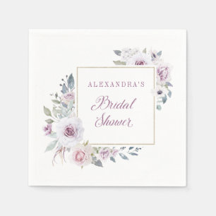 Serviette En Papier Violet Blush Floral Fête de Mariage