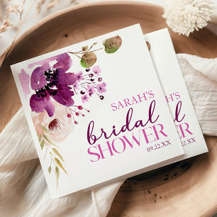 Serviette En Papier Violet Magenta Purple Fête des mariées Florale