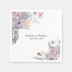 Serviette En Papier Violet Meadow Floral Fleur sauvage Mariage