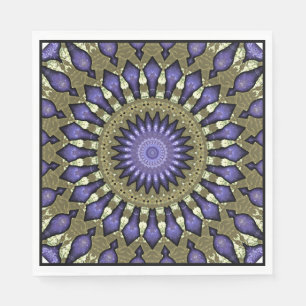 Serviette En Papier Violet noir violet Faux or Mandala Motif