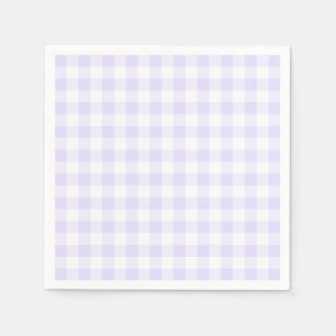 Serviette En Papier Violet pastel et gingham blanc
