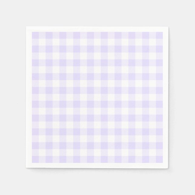 Serviette En Papier Violet pastel et gingham blanc (Devant)