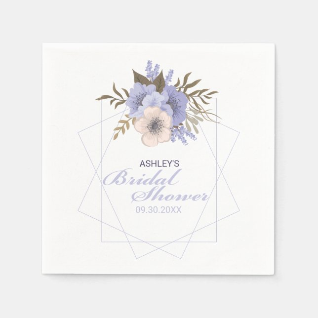 Serviette En Papier Violet Peach Pastel Roses géométriques personnalis (Devant)