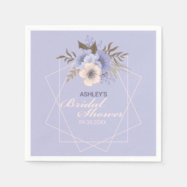 Serviette En Papier Violet Pêche Pastel Géométrique Roses Fête de Mari (Devant)