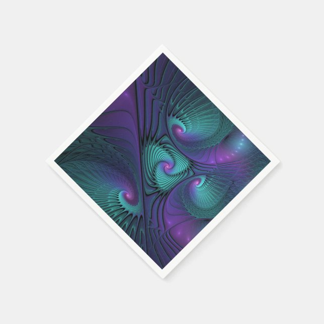 Serviette En Papier Violet rencontre Turquoise moderne art fractal abs (Coin)