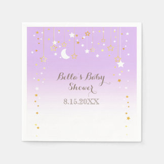 Serviette En Papier Violet Stars Baby shower Lune