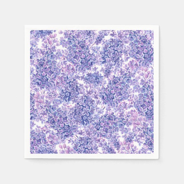 Serviette En Papier Violette aquarelle fleurs lilas (Devant)