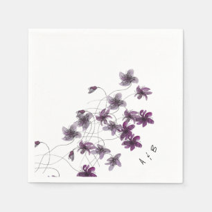 Serviette En Papier Violettes Sauvages Aquarelle Peinte à la Main