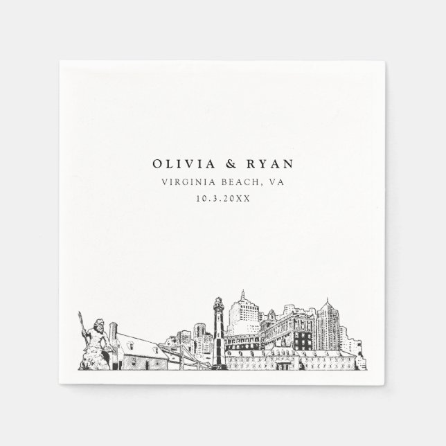 Serviette En Papier Virginia Beach Mariage Papier Cocktail Napkin (Devant)