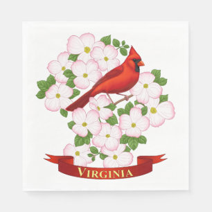 Serviette En Papier Virginie State Cardinal Bird and Dogwood Flower