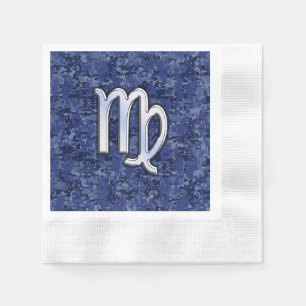 Serviette En Papier Virgo Zodiac Connexion Camouflage numérique bleu