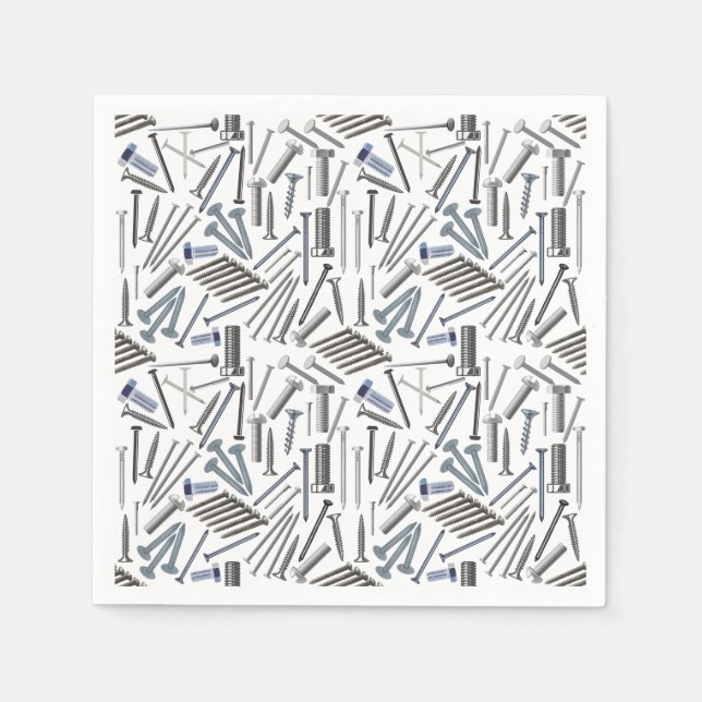Serviette En Papier Vis et clous x4 (Devant)