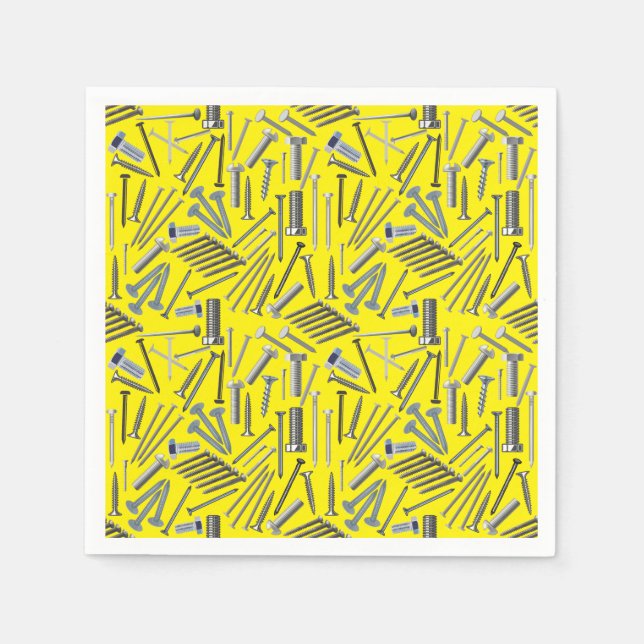 Serviette En Papier Vis et ongles x4 B Jaune G (Devant)
