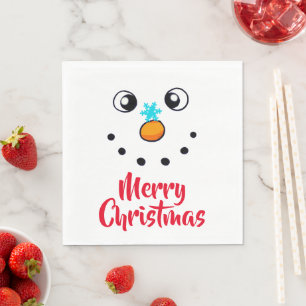 Serviette En Papier Visage de Bonhomme de Neige Festif Joyeux Noël
