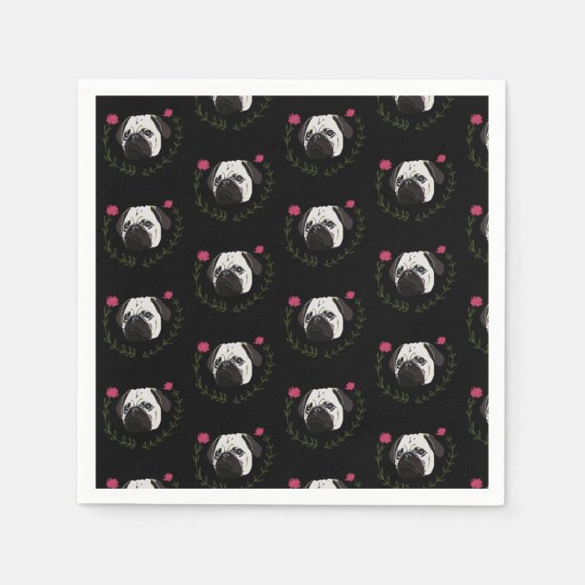 Serviette En Papier Visage de carlin, Chien Art (Devant)