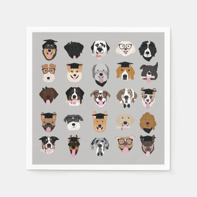 Serviette En Papier Visage de chien de fin d'études (Devant)
