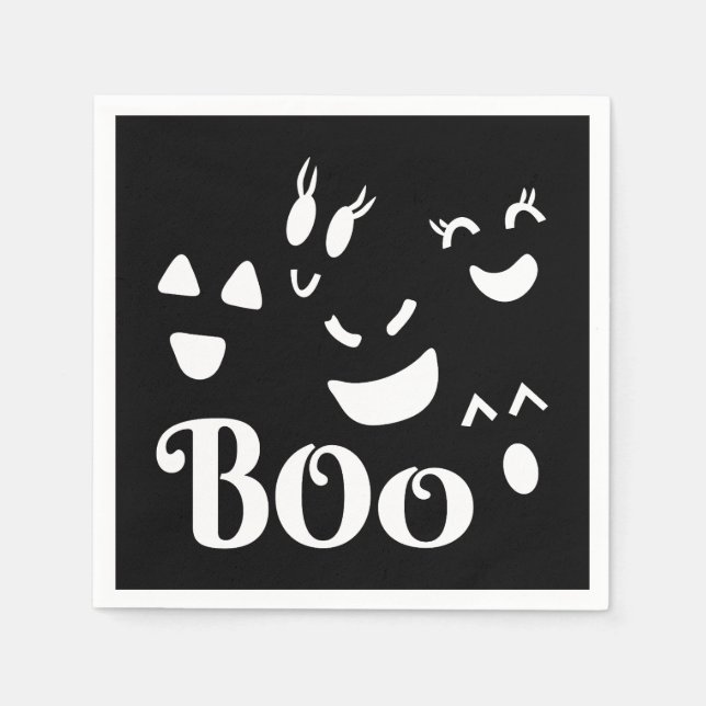 Serviette En Papier Visage de Fantôme Mignon et Fantaisiste Boo Thème  (Devant)