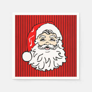 Serviette En Papier Visage de Père Noël Rétro Rouge