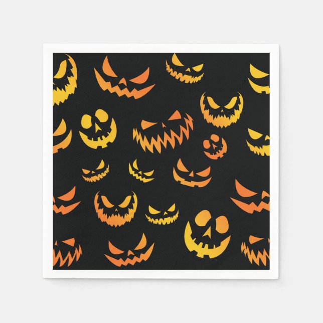 Serviette En Papier Visage du Citrouille Jack-o'-lantern (Devant)