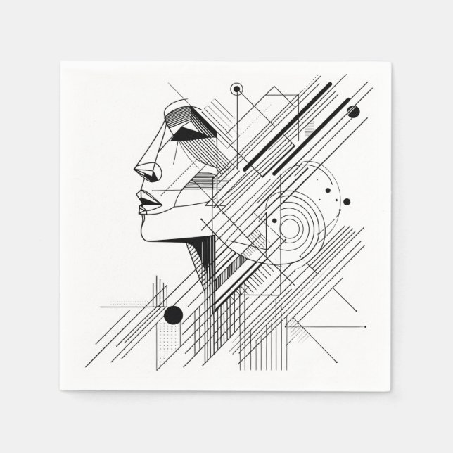Serviette En Papier Visage Géométrique Minimal (Devant)