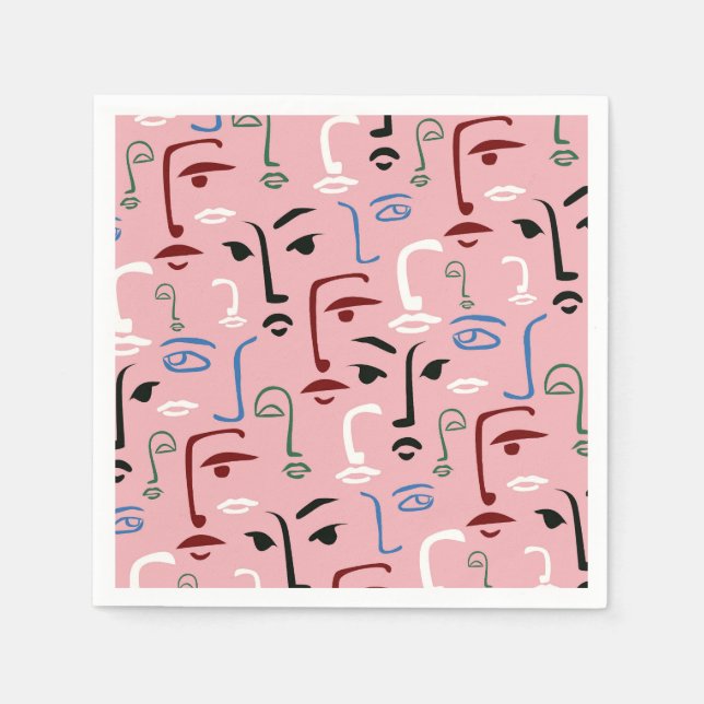 Serviette En Papier Visages monochromes (Devant)