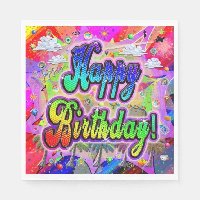 Serviette en papier Vista Express pour anniversair (Devant)