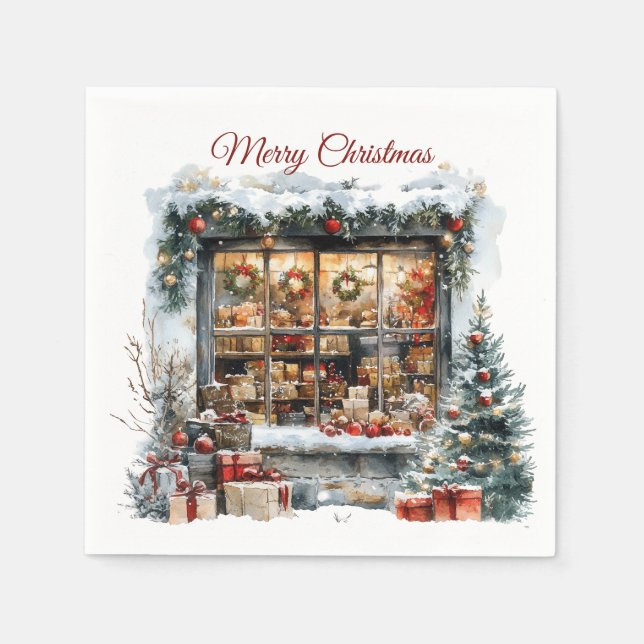 Serviette En Papier Vitré de magasin de Noël  (Devant)