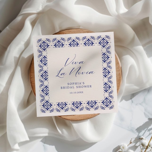 Serviette En Papier Viva La Novia Blue Talavera Fête de Mariage (Créateur téléchargé)