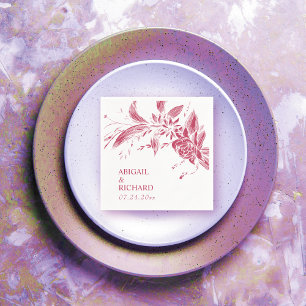 Serviette En Papier Viva magenta mariage de fleurs rose et blanche