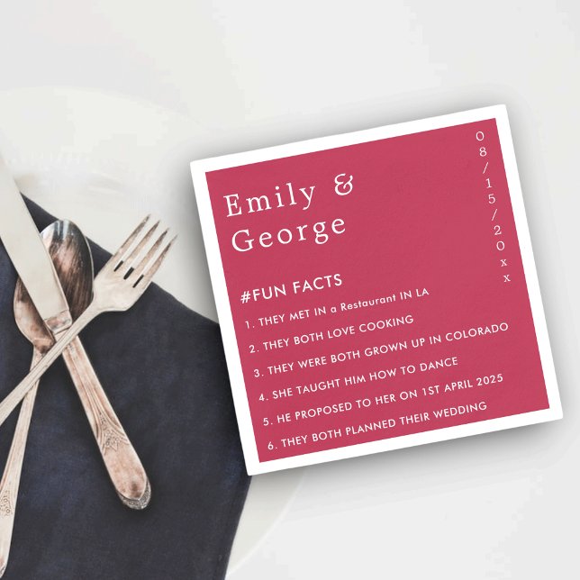 Serviette En Papier Viva Magenta moderne Mariage de faits amusants (Créateur téléchargé)