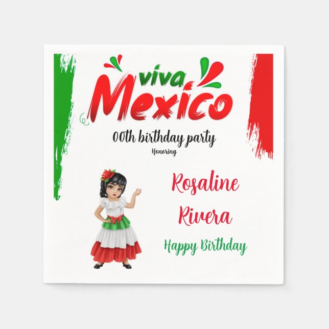 Serviette En Papier Viva Mexico Fille 00e fête d'anniversaire (Devant)