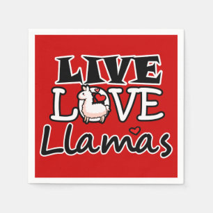 Serviette En Papier Vivent, aiment, les lamas