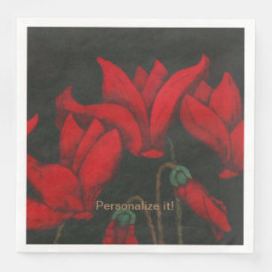 Serviette En Papier Vivid red cyclamen on a dark background