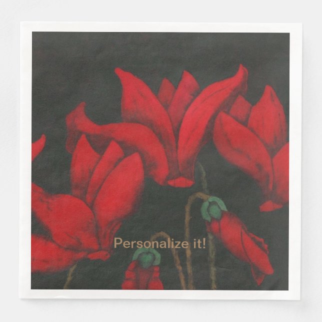 Serviette En Papier Vivid red cyclamen on a dark background (Devant)