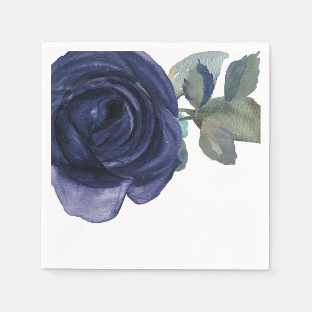 Serviette En Papier Vivid Vibrant Indigo violet bleu floral (Devant)
