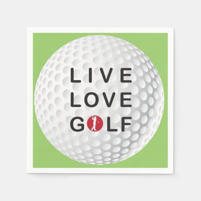 Serviette En Papier vivre, aimer les serviettes de golf (Devant)