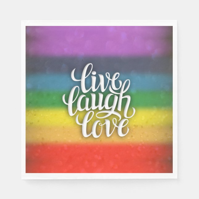 Serviette En Papier Vivre Rire Amour Rainbow Napkins (Devant)