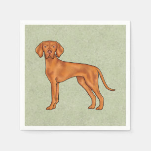 Serviette En Papier Vizsla Hongroise mignonne Pointeur de dessin vert 