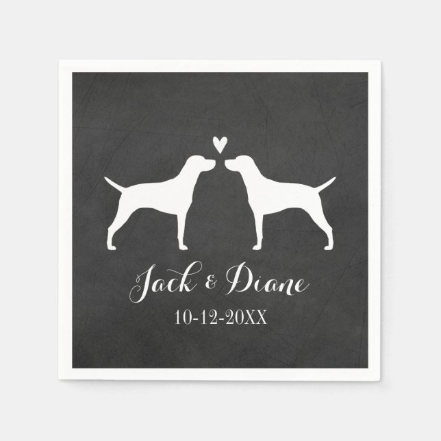 Serviette En Papier Vizsla Silhouettes Mariage Couple Texte Personnali (Devant)