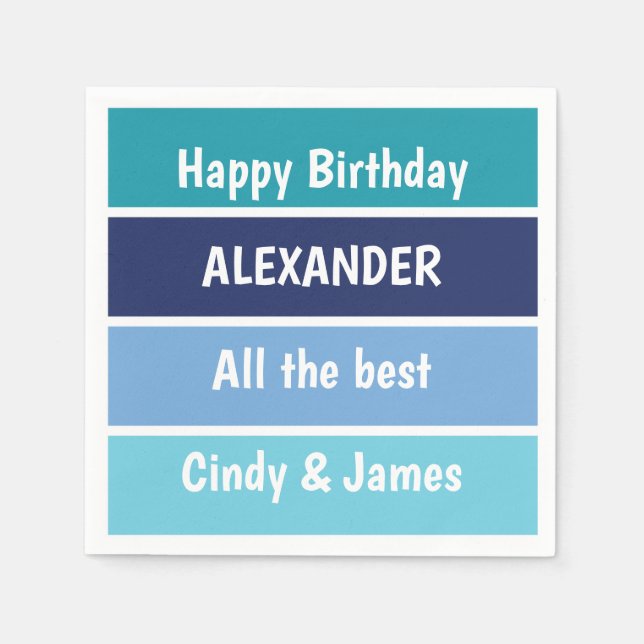 Serviette En Papier Voeux d'anniversaire cool (Devant)