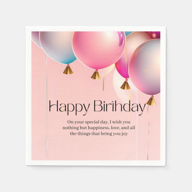 Serviette En Papier Vœux d'anniversaire rose (Devant)