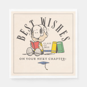 Serviette En Papier Vœux de fin d'études Peanuts Snoopy lisant