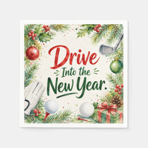 Serviette En Papier Vœux de Noël de golf Typographie Conception aquare