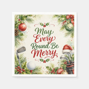 Serviette En Papier Vœux de Noël de golf Typographie Conception aquare