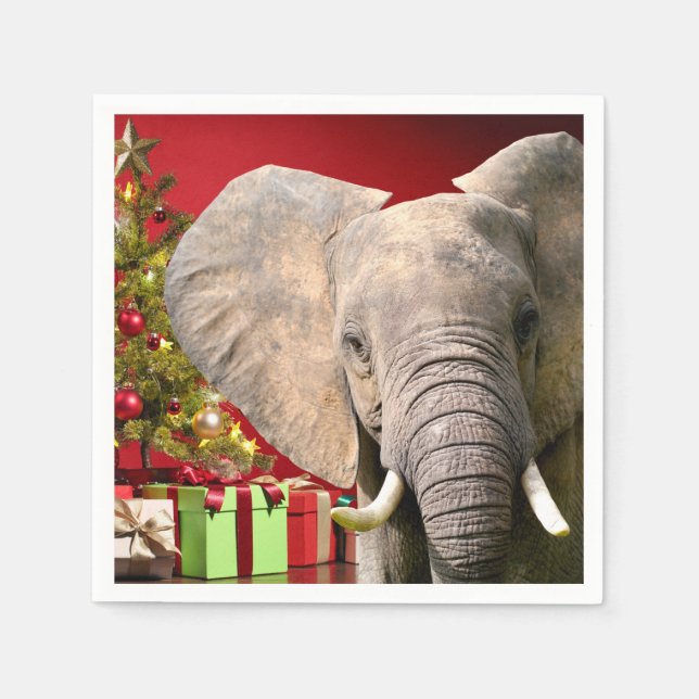 Serviette En Papier Voeux de Noël éléphant (Devant)