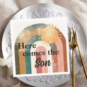 Serviette En Papier Voici le Baby shower arc-en-ciel de Masculine Son