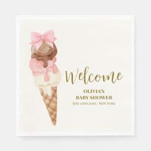 Serviette En Papier Voici le Baby shower de glace Scoop Bow Ice Cream 